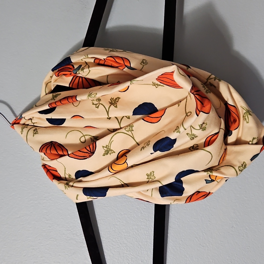Pumpkin Print Infinity Stretch Scarf 6.5x23